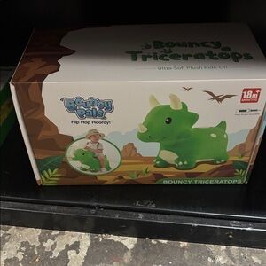 Bouncy Pals Green Triceratops Ride-On Toy